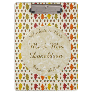 Porte-bloc Feuilles de chêne et Acorns Automne Mariage d'auto