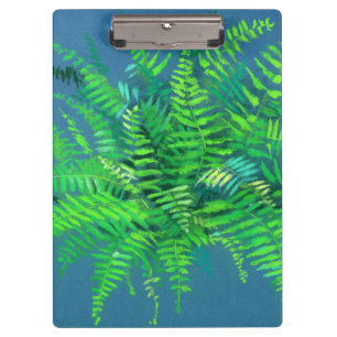 Porte-bloc Feuilles de fougères, design floral, verdure, bleu