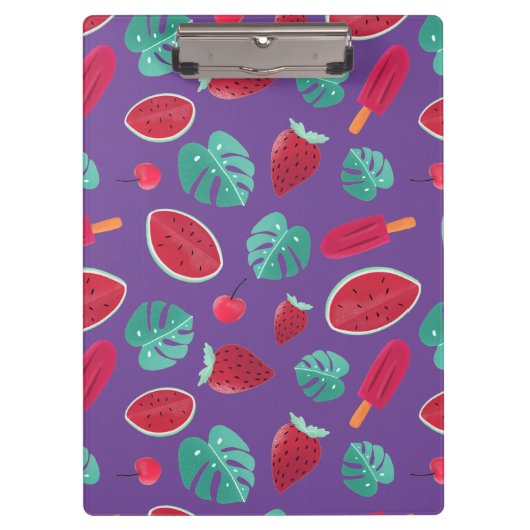 Porte-bloc Feuilles de pavot, cerise, fraise et pastèque (Devant)