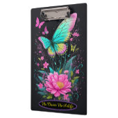 Porte-bloc fille aquarelle rose floral turquoise papillons (Gauche)