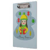 Porte-bloc Fille avec boîte cadeau de Noël (Gauche)