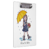 Porte-bloc Fille Avec Parapluie Jaune En Aquarelle (Swatch)