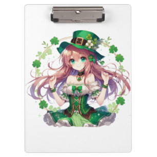 Porte-bloc Fille d'anime de la Saint Patrick's Day