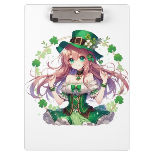 Porte-bloc Fille d'anime de la Saint Patrick's Day (Devant)