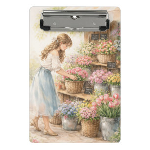 Porte-bloc Fille du marché aux fleurs à l'aquarell
