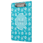 Porte-bloc Fille Monogramme Turquoise Daisy Fleurs Avec Nom (Gauche)