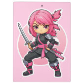Porte-bloc Fille Ninja rose (Dos)