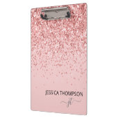 Porte-bloc Fille Parties scintillant Blush rose Simple Monogr (Gauche)