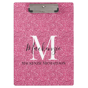 Porte-bloc Fille Parties scintillant rose Nom du monogramme