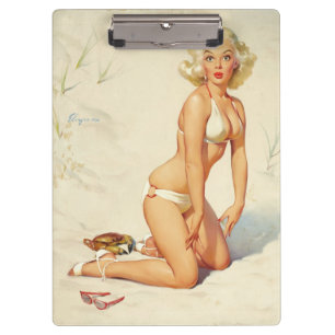 Porte-bloc Fille Rétro Pin-up Sur la Plage