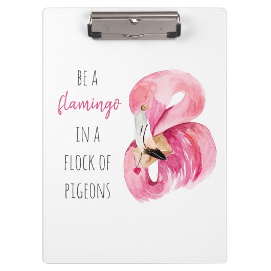 Porte-bloc Flamant rose Aquarelle Exotique Rose Moderne Avec (Devant)