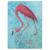 Porte-bloc Flamant rose rose Audubon sur aquarelle bleue (Dos)