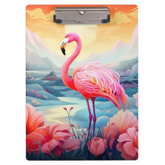 Porte-bloc Flamant Tropical avec Fleurs (Devant)