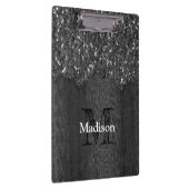 Porte-bloc Flamme blanc noir scintille bois rustique Monogram (Swatch)