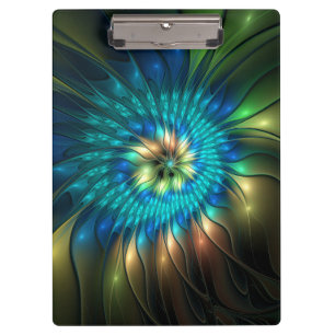 Porte-bloc Fleur de fantaisie lumineuse, fractale abstraite c