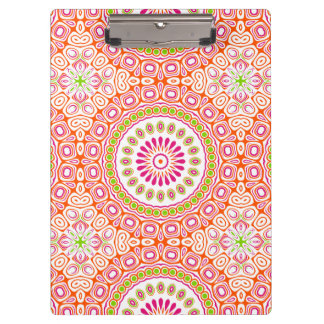 Porte-bloc Fleur de mandala printanière rose et orange vif