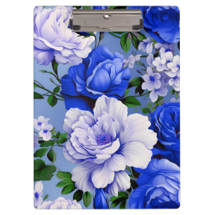 Porte-bloc Fleur de Rose bleu grand rétro