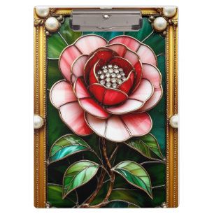 Porte-bloc Fleur de verre teinté élégante avec cadre complexe