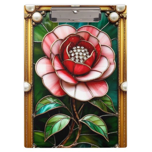 Porte-bloc Fleur de verre teinté élégante avec cadre complexe (Devant)