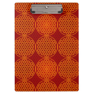 Porte-bloc Fleur de vie - motif de timbre - orange rouge