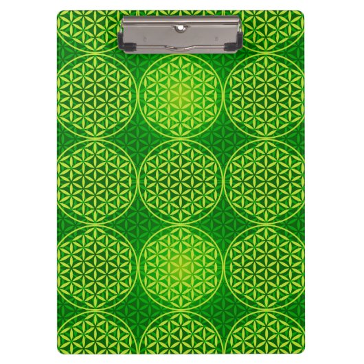 Porte-bloc Fleur de vie - motif de timbre - vert (Devant)