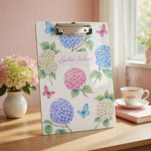 Porte-bloc Fleur d'hydrangea aquarelle personnalisée