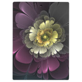 Porte-bloc Fleur fractale grise de pourpre moderne abstraite (Dos)