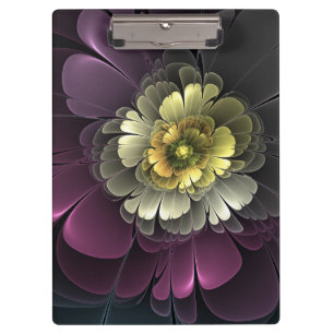 Porte-bloc Fleur fractale grise de pourpre moderne abstraite