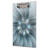 Porte-bloc Fleur joyeuse abstraite fleur bleue grise fractale (Gauche)