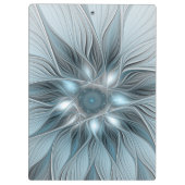 Porte-bloc Fleur joyeuse abstraite fleur bleue grise fractale (Dos)
