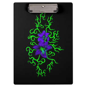 Porte-bloc Fleur Lily violette sur noir