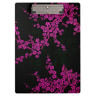 Porte-bloc Fleur orientale cerisier japonais fleuri noir rose
