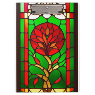 Porte-bloc Fleur rouge Élégant Art de Verre Coloré