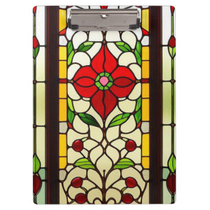 Porte-bloc Fleur Rouge Élégant Art Verre Cathédrale