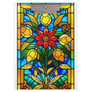 Porte-bloc Fleur Rouge Élégant Art Verre Cathédrale