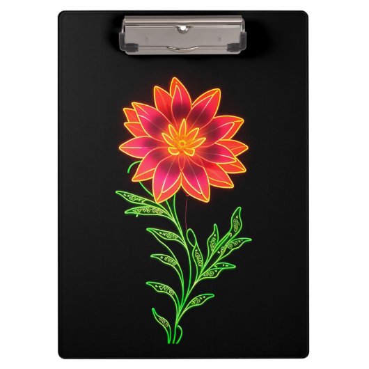 Porte-bloc Fleur stylisée néon (Devant)