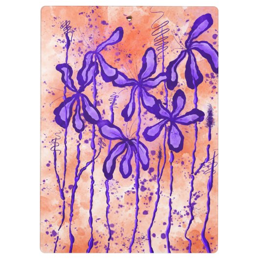 Porte-bloc Fleurs Abstraites encrées Orange violet (Dos)