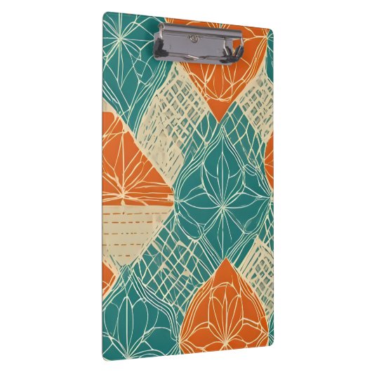 Porte-bloc Fleurs abstraites sarcelle, orange et chamois (Swatch)