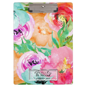 Porte-bloc Fleurs aquarelles colorées personnalisées