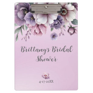 Porte-bloc Fleurs aquarelles lavande pour douche de mariée