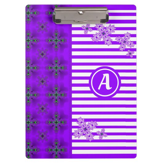 Porte-bloc Fleurs Artdeco en style rétro avec monogramme (Devant)