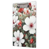 Porte-bloc Fleurs blanches et rouges Elégante aquarelle (Gauche)