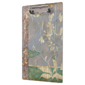 Porte-bloc Fleurs blanches sur Arrière - plan de papier journ (Gauche)