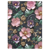 Porte-bloc Fleurs complexes sur noir (Dos)