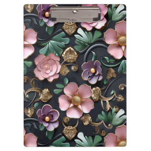 Porte-bloc Fleurs complexes sur noir