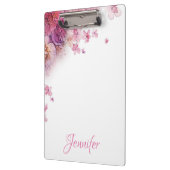 Porte-bloc Fleurs d'aquarelle Roses Élégant Personnalisé (Gauche)