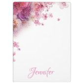 Porte-bloc Fleurs d'aquarelle Roses Élégant Personnalisé (Dos)