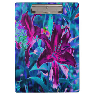 Porte-bloc Fleurs de lys orientales abstraites violettes et r
