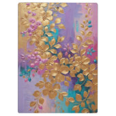Porte-bloc Fleurs D'Or Peintes Sur Lilac Rose Turquoise (Dos)