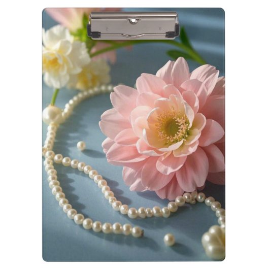 Porte-bloc Fleurs élégantes et perles (Devant)